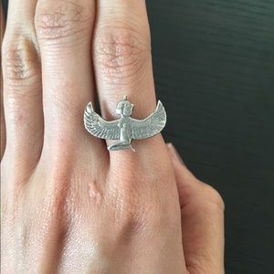 Custom Egyptian Isis sterling silver ring